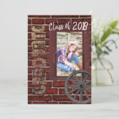 Senior Vintag Foto Abschluss Einladung (Stehend Vorderseite)