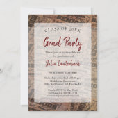 Senior Vintag Foto Abschluss Einladung (Rückseite)