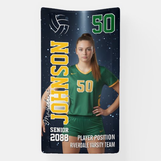 Senior Volleyball Player Custom Sports Photo Banner (Vertikal)