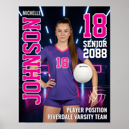 Senior Volleyball Player Personalized Photo Sports Poster (Vorne)