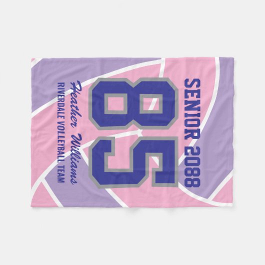 Senior Volleyball Team Custom Name Jersey Number Fleecedecke (Vorderseite (Horizontal))