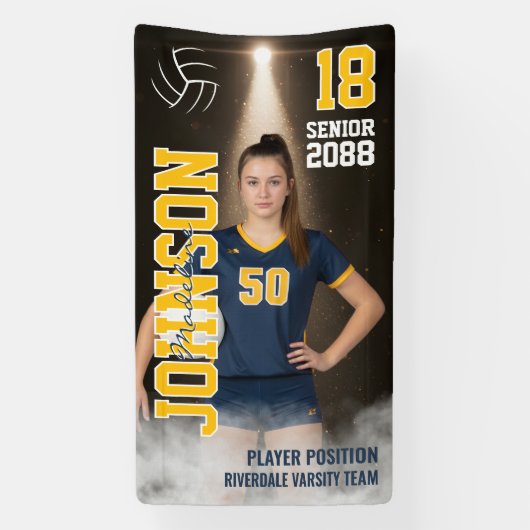 Senior Volleyball Team Player Custom Sports Photo Banner (Vertikal)