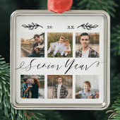 Senior Year Elegante Script 6 Foto Grid Collage Keramikornament