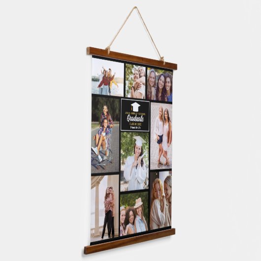 Senior Year Friends Foto Collage 2023 Abschluss Wandteppich Mit Holzrahmen (Gewinkelt)