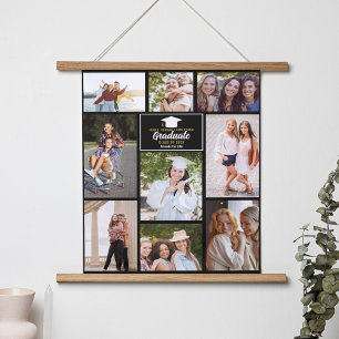 Senior Year Friends Photo Collage 2023 Graduation Wandteppich Mit Holzrahmen