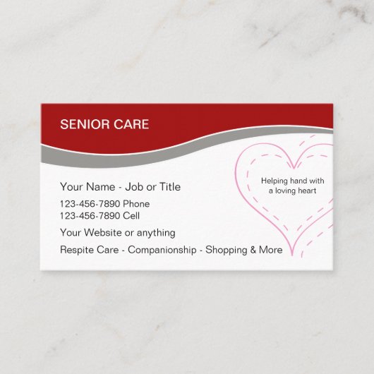 Senior Zuhause Care Business Cards Visitenkarte (Vorderseite)