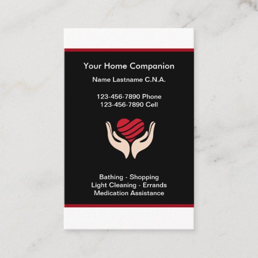 Senior Zuhause Companion Heart Business Cards Visitenkarte (Vorderseite)