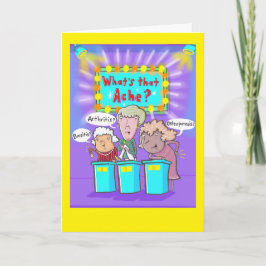 Senioren auf einer "What's the Ache" Spielshow. Karte
