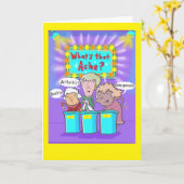 Senioren auf einer "What's the Ache" Spielshow. Karte (Gelbe Blume)