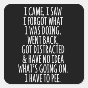 Senioren Bürger Ich kam ich sah ich vergaß was ich Quadratischer Aufkleber