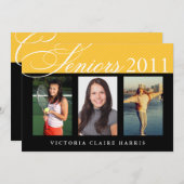 Senioren feiern goldene 3 Foto Abschluss Einladung (Vorne/Hinten)