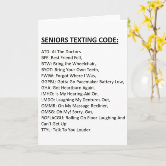 Senioren Gesimst Code-Karte Karte (Gelbe Blume)