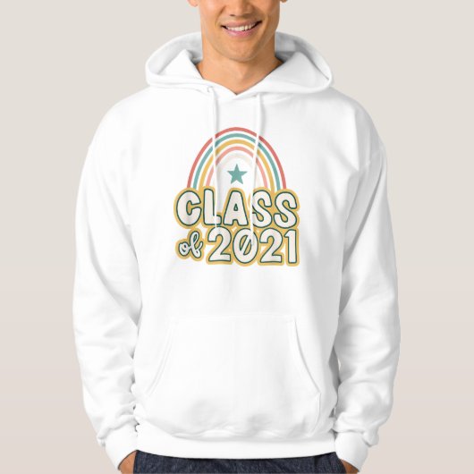 Senioren Retro Boho Rainbow Class of 2021 Hoodie (Vorderseite)