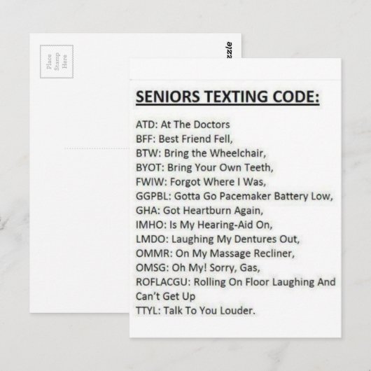 Senioren-Sims Postkarte (Vorne/Hinten)