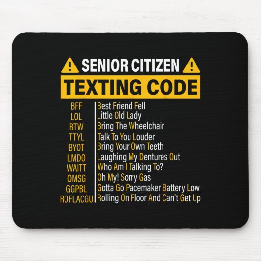 Senioren-SMS-Code Cool Lustige Alte Leute Mousepad (Vorne)