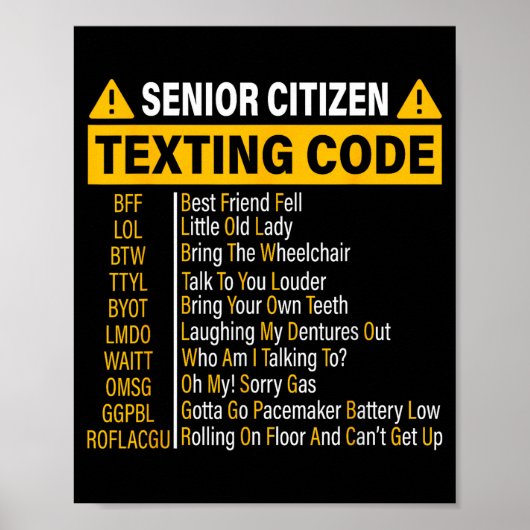 Senioren-Textcode Cool Lustig Alte Leute Poster (Vorne)