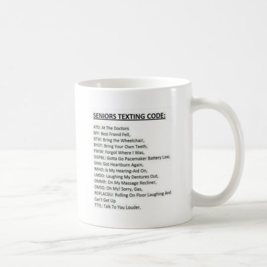 Senioren-Textcode Kaffeetasse (Rechts)