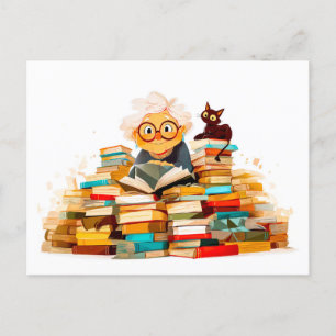 Seniorinnen, die in Büchern mit fröhlichen Erfahru Feiertagspostkarte