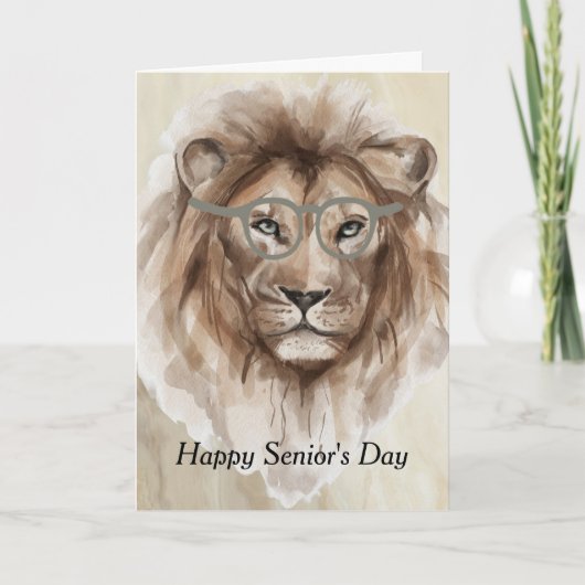 Senior's Day mit Watercolor Lion Karte (Vorderseite)
