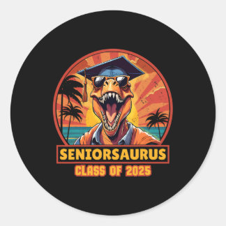 Seniorsaurus Senior Cl von 2025 Funny Dinosaur Gra Runder Aufkleber