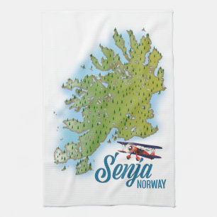 Senja Norwegen Inselkarte Geschirrtuch