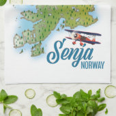 Senja Noway Inselkarte Geschirrtuch (Gefaltet)