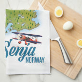 Senja Noway Inselkarte Geschirrtuch (Viertel Falte)