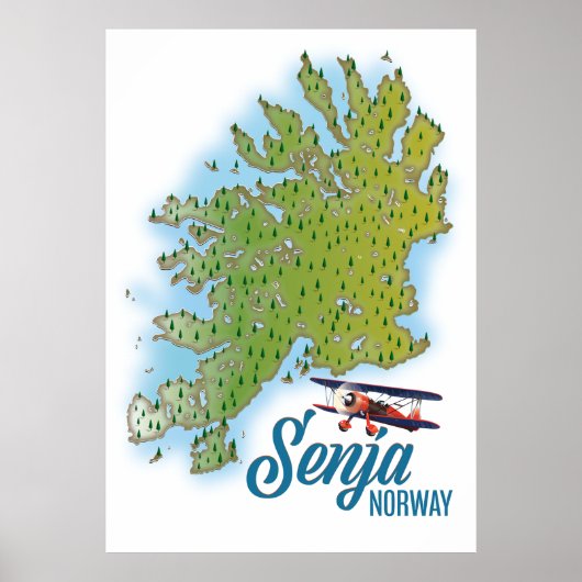 Senja Noway Inselkarte Poster (Vorne)