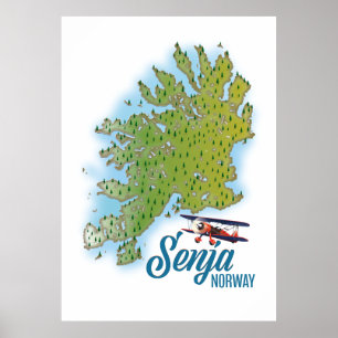 Senja Noway Inselkarte Poster