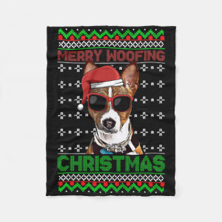 Senji Dog Funny Merry Woofing Weihnachten Fleecedecke