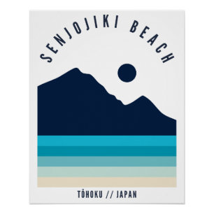 Senjojiki Strand Tohoku Japan Retro Vintage Poster