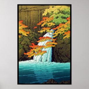 Senju-Wasserfall, Akame Hasui Kawase shin hanga Ku Poster