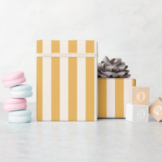 Senkrechte Streifen Senfgelb und weiß gestreift Geschenkpapier