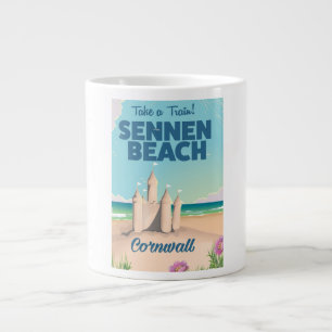 Sennen Beach Sandcastle Cornwall Reiseplakat Jumbo-Tasse