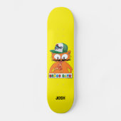 Senor Gato Cartoon Cat w/Trucker Cap Pizza Skateboard (Vorderseite)