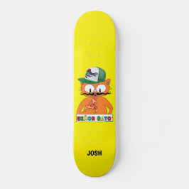 Senor Gato Cartoon Cat w/Trucker Cap Pizza Skateboard