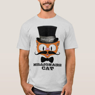 Señor Gato Cartoon Millionaire Mustache Cat Bowtie T-Shirt