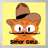 Senor Gato Cartoon Mustache Cat Cowboy Poster (Vorne)