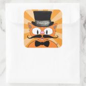 Señor Gato Cartoon Mustache Cat mit Bow Krawatte Quadratischer Aufkleber (Tasche)