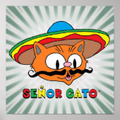 Senor Gato Cartoon Mustache Cat Poster (Vorne)