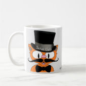Señor Gato Cartoon Mustache Cat Top Hat Bow Krawat Kaffeetasse (Links)