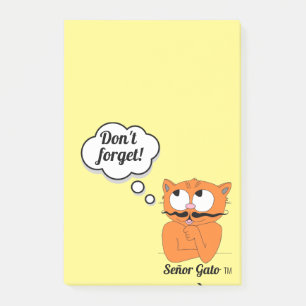 Señor Gato Cartoon-Schnurrbart-Katze "Nicht verges Post-it Klebezettel