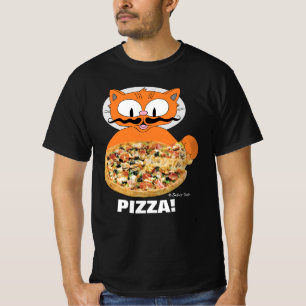 Señor Gato Cartoon Schnurrbart Katze Pizza! T-Shirt