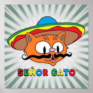 Senor Gato Cartoon Schnurrbart Katze Poster