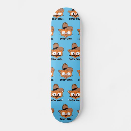 Señor Gato Cowboy Cartoon Mustache Cat Skateboard (Vorderseite)