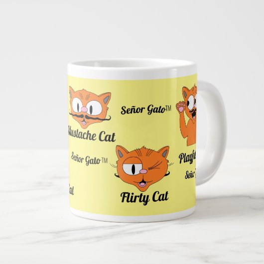 Señor Gato Five Images Niedlich Mustache Cat Jumbo-Tasse (Vorderseite Rechts)