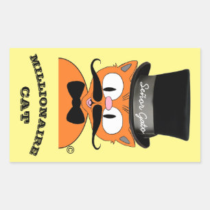 Senor Gato MillionaireMustache Katze Zylinder Rechteckiger Aufkleber