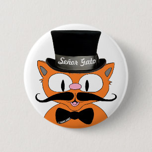 Señor Gato™ Mustache Top Hat und Bow Krawatte Cat Button