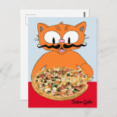 "Señor Gato Pizza" Funny Deluxe Pizza Niedlich Cat Postkarte (Vorne/Hinten)