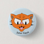 Señor Gato Rebellious Cartoon Cat Button (Vorderseite)